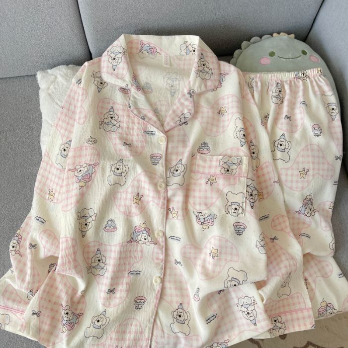 云朵棉睡衣女春秋季新款可爱卡通长袖长裤甜美宽松休闲家居服套装|undefined