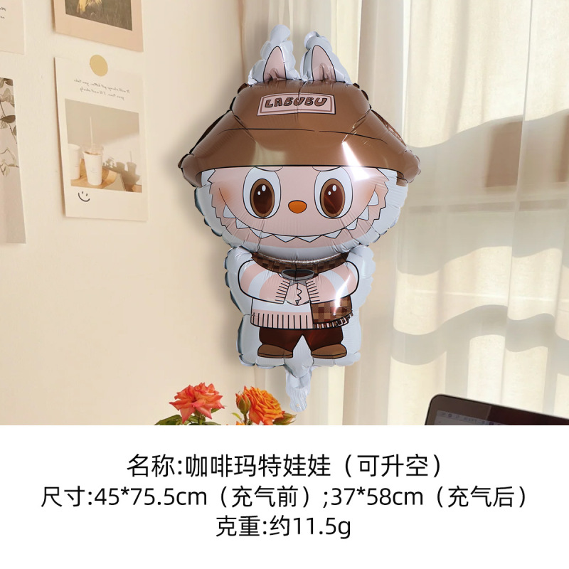 labubu气球 铝膜气球 跨境批发儿童玩具派对装饰布置卡通拉布布球|undefined