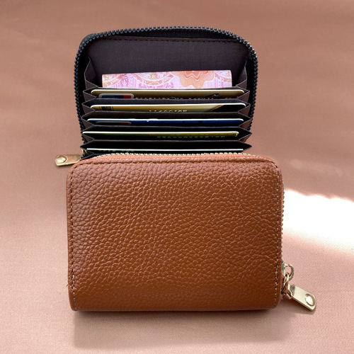 新款荔枝纹风琴9卡卡包零钱包pu银行卡名片通用手拿零钱卡包