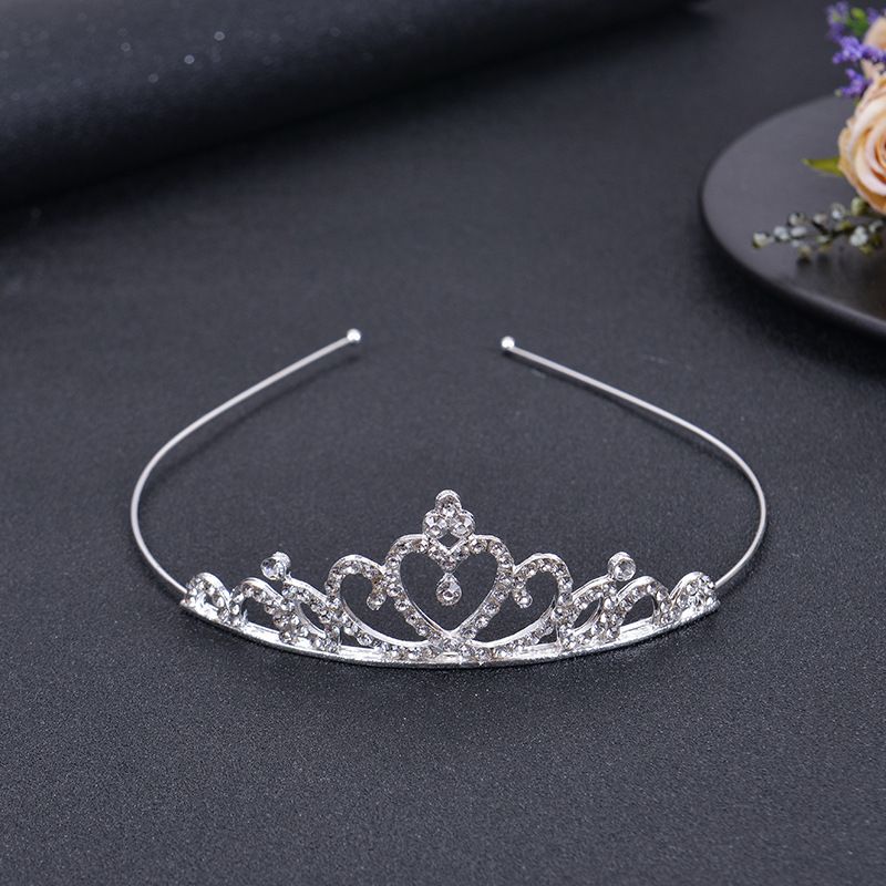 Diadema de corona de diamantes de imitación para niños, peine para el cabello, accesorios para el cabello para niñas, espectáculo de vacaciones para bebés, tocado de novia, cristal chapado en oro
