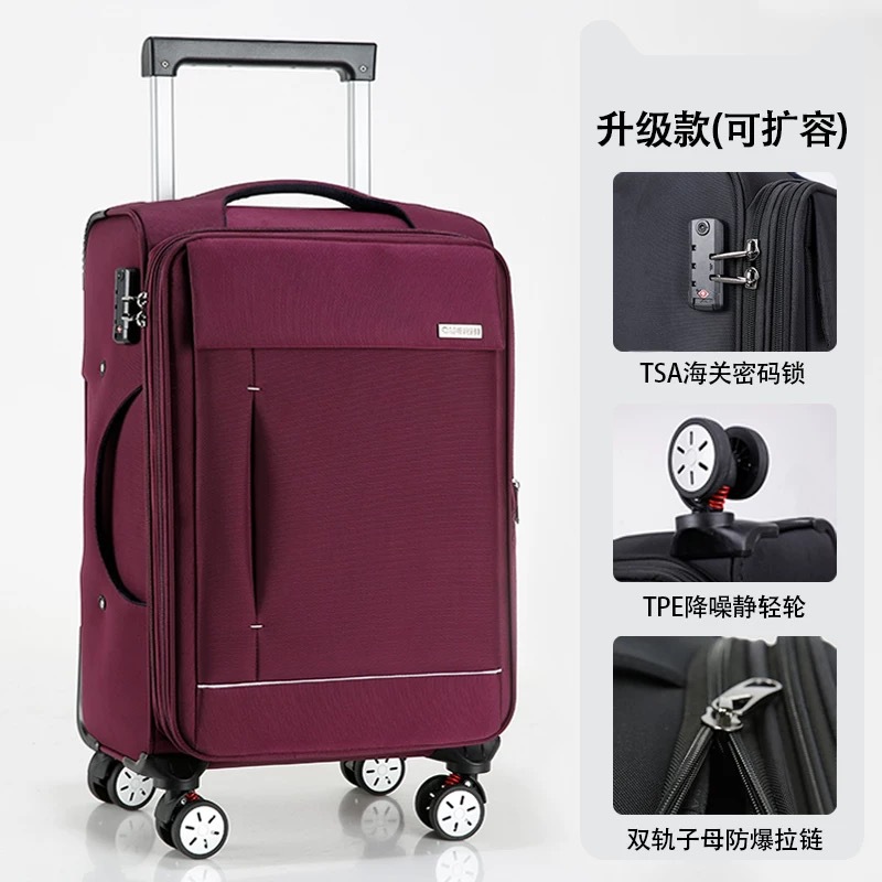 Fábrica personalizada nueva maleta de tracción ancha maleta de viaje femenina gran capacidad duradera maleta de tracción masculina tela Oxford