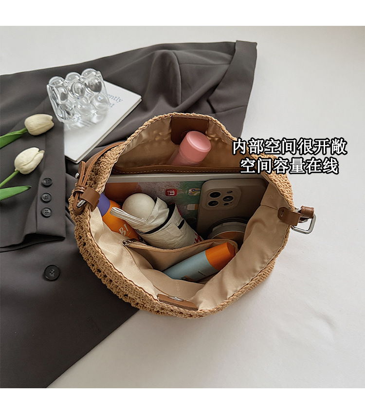 Summer hollowed-out knitted underarm bag for women, 2025 new style, laid-back and relaxed, seaside vacation style single-shoulder crossbody bag undefined