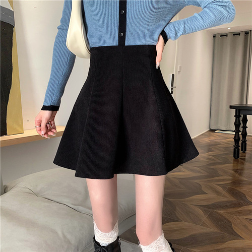 Umbrella skirt, corduroy skirt, women's new autumn and winter style, high-waisted a-line, short skirt, with sweater