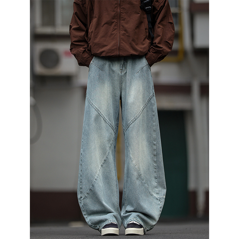 New Trendy American-Style Patchwork Washed Scimitar Jeans for Men, Vintage Loose Long Pants N6458-Special P45 Control 88 New Trendy American-Style Patchwork Washed Scimitar Jeans for Men, Vintage Loose Long Pants N6458-Special P45 Control 88