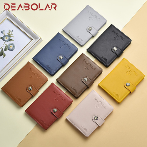 New fashionable buckle boarding pu leather document bag airplane travel passport book protective cover multifunctional passport bag