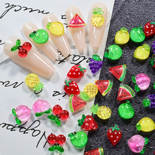 50 Cartoon Artificial Summer Fruit Nail Art Accessories Cute Cherry Strawberry Watermelon Fun Accessories DIY Materials