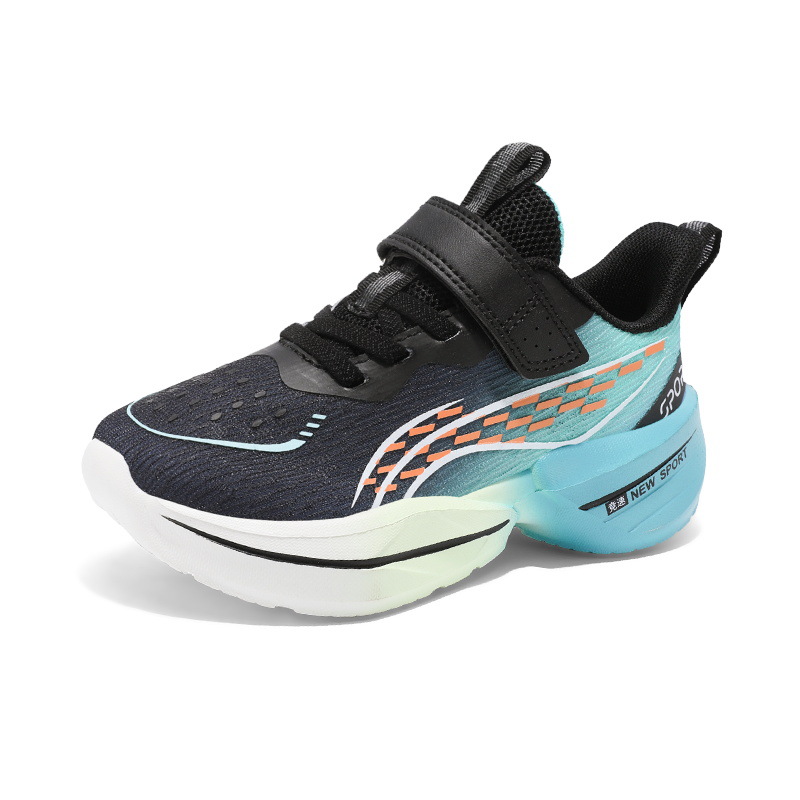 Children's Running Shoes Velcro Spring and Summer Low-Cut Mesh Lightweight Breathable Cushioning Sports Shoes Boys and Girls Shoes Mesh Running Shoes