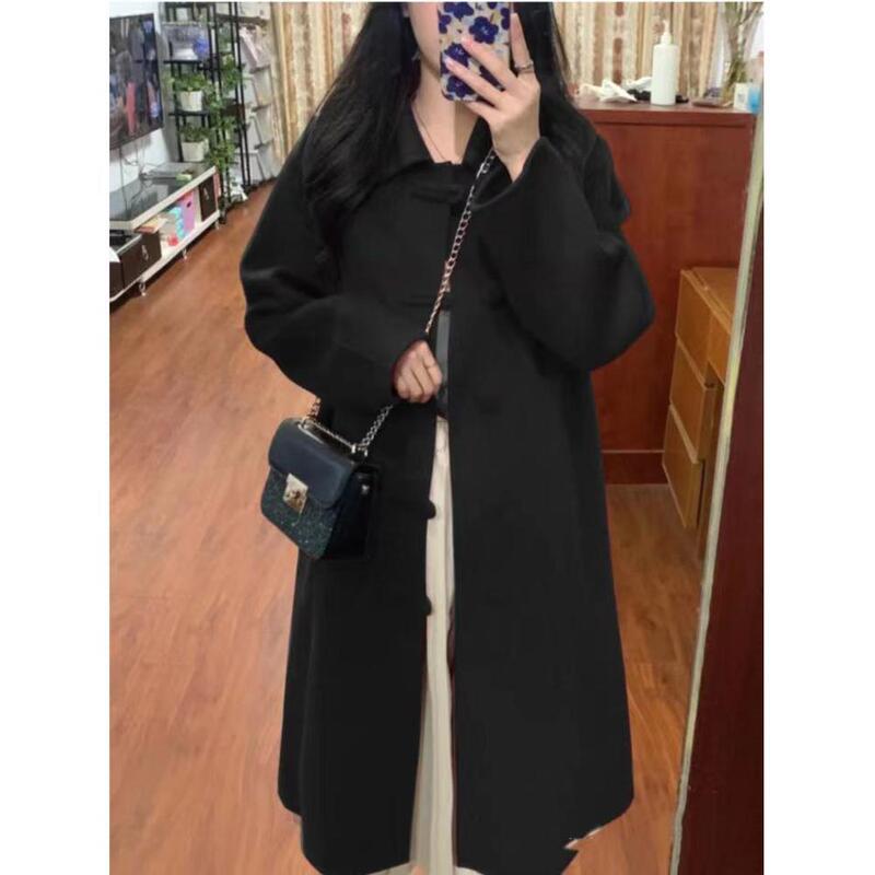 New Chinese Style Red Woolen Outwear for Women Casual Autumn and Winter New High-End Elegant Mid-Length Wedding Woolen Outwear