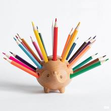 刺猬 笔插办公室儿童可爱礼物木质收纳盒笔筒创意实木桌面摆件