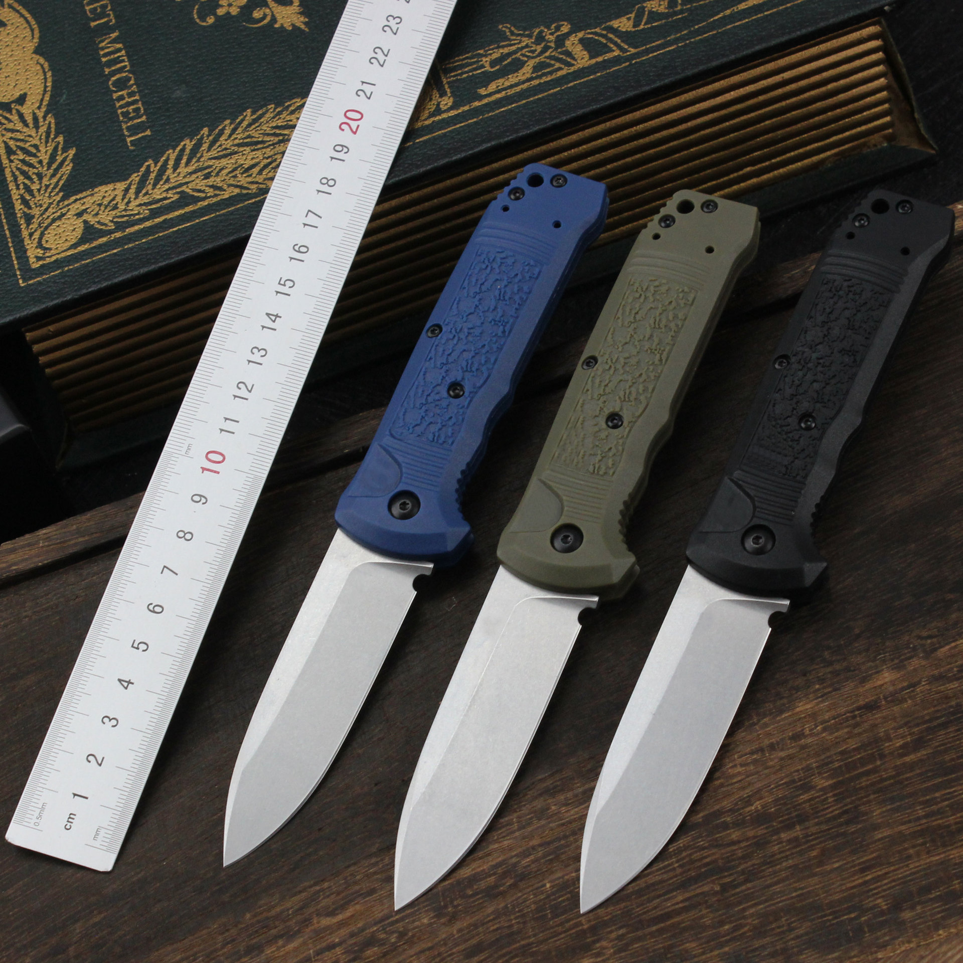 现货批发户外刀蝴蝶BM4400BK尼龙纤维手柄折叠刀