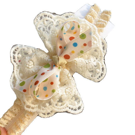New fresh sweet princess hair accessories polka dot baby girl year-old mesh bow hair band baby headdress