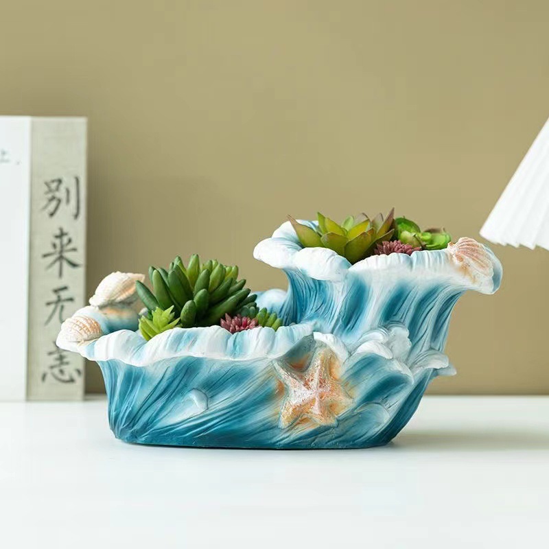 New Creative Succulent Flower Pots Shanghedao Home Gardening Wave Double-Layer Garden Succulent Platter Flower Pots