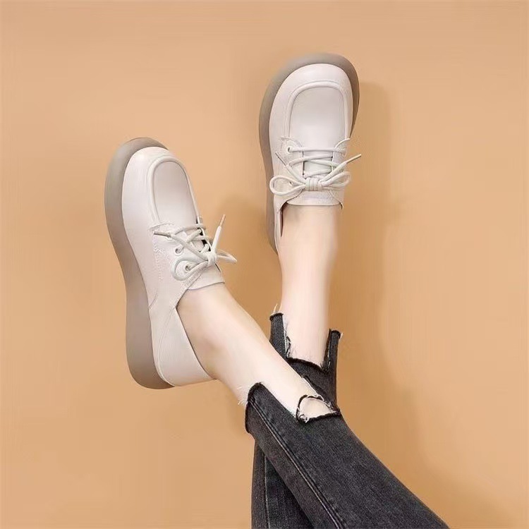 Zapatos de cuero de estilo británico para mujeres 2025 primavera y otoño dos zapatos de trabajo Lefour nuevos zapatos de cuero suave cómodos