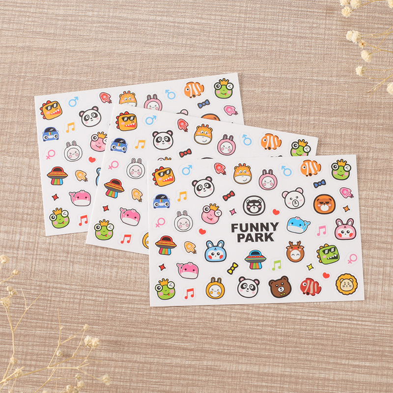 Cute Self-Adhesive Stickers Children's Cartoon Nail Stickers Suitcase Mobile Phone Mini Animal Handbook Stickers Wholesale