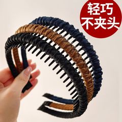 Korean-style New Arrival Trendy Braided Twist Hairband with Long Teeth—Non-Slip Design Perfect for Washing Face or Applying Makeup, Versatile Headwear