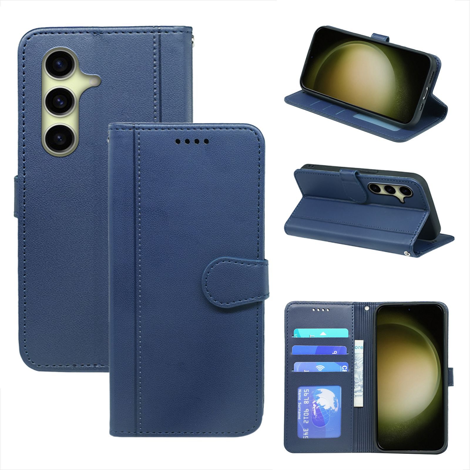 适用三星GalaxyS25 Edge小圆扣R20相框S24 FE钱包插卡S23手机皮套