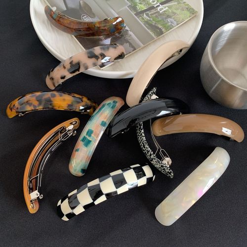 Korean atmosphere ~ acetic acid hairpin for women's back of head ins simple hair one-word clip elegant spring clip headwear