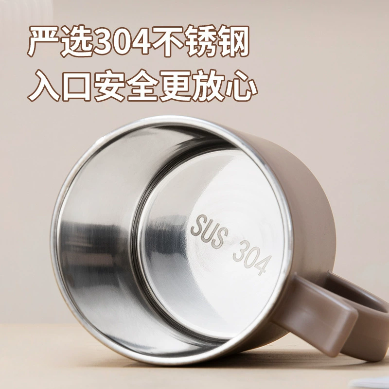 Стальная чашка из нержавеющей стали 304 двойной слой, термосная чайная чашка, кофейная чашка, офисная кружка с крышкой, оптом