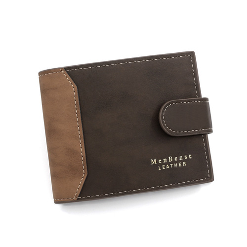 MenBense Korean style hinge hot stamping printed men's wallet short buckle tri-fold bag frosted men's wallet