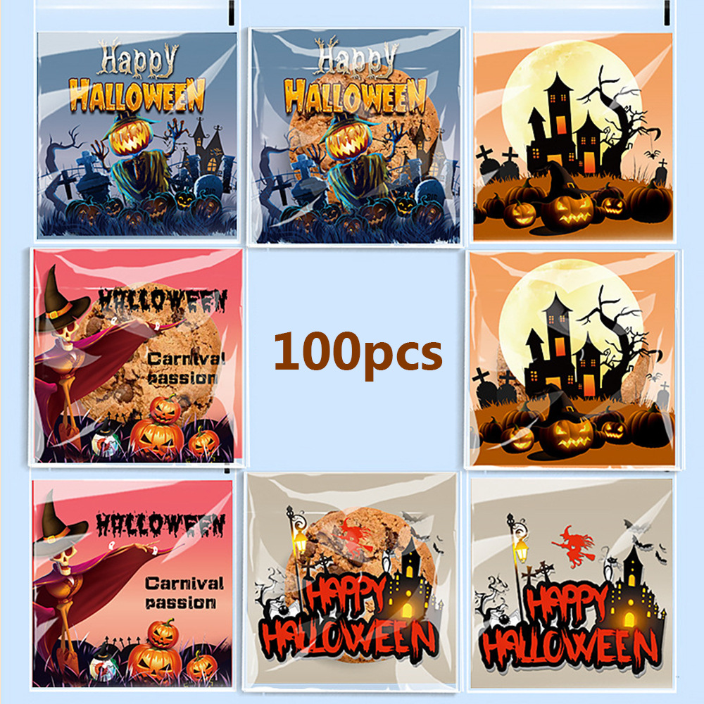 新款万圣节稻草人OPP自粘袋 牛轧糖饼干糖果鬼节派对礼品包装袋