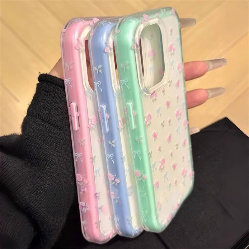 Verano fresco pequeño floral dos en uno para iPhone16 Apple 15ProMax funda para teléfono móvil 14 niña 16PM