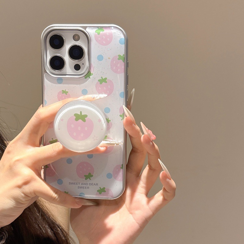 Chica ins epoxi rosa fresa para iPhone16ProMax/15 funda para teléfono 13 Apple 14 soporte 16