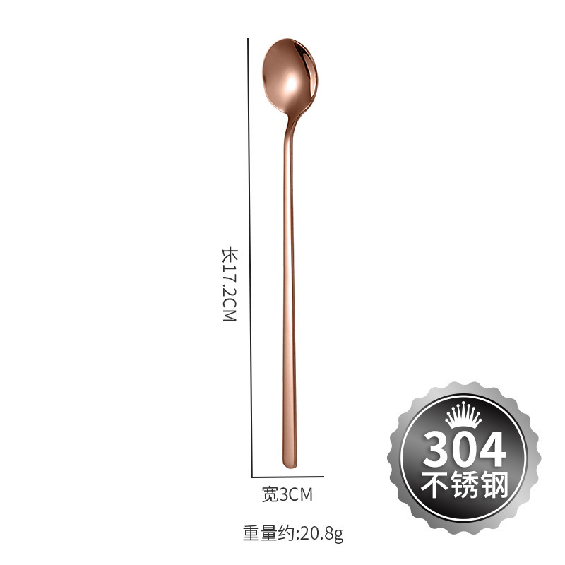 304 de acero inoxidable cuchara redonda pequeña cuchara de café cuchara de mango largo cuchara de mezcla cuchara de postre hogar cuchara de helado fábrica al por mayor