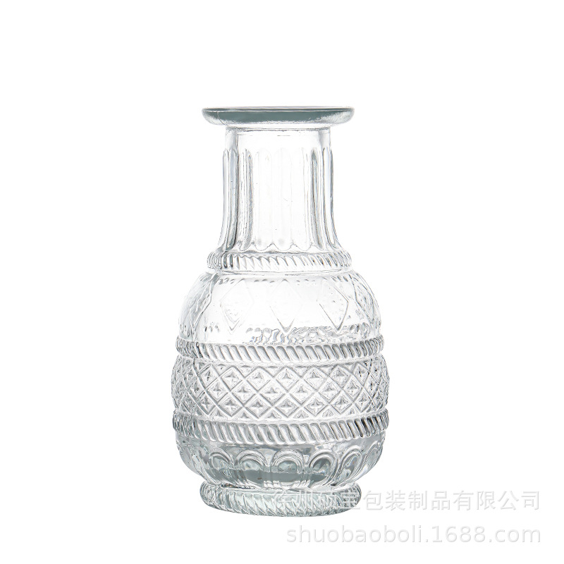 De estilo europeo retro pequeño florero botella de aromaterapia de vidrio mini jarrón transparente decoración de la sala de estar simple mesa de comedor decoración del hogar