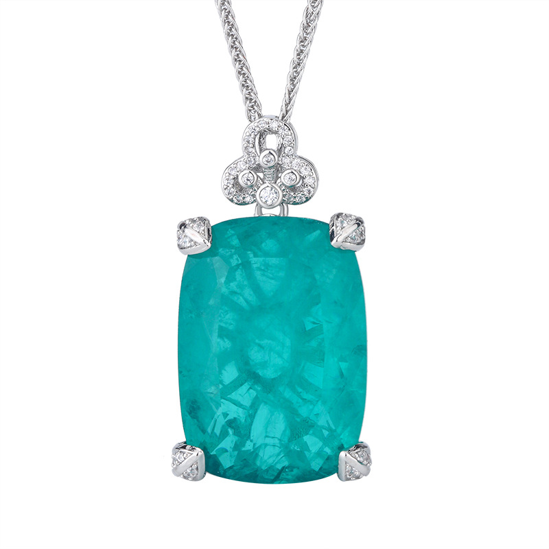 2024 Nuevo producto Zhuang Shengsheng Jewelry Fondo de cobre chapado en oro simulación esmeralda Pa azul collar colgante grande 20*28