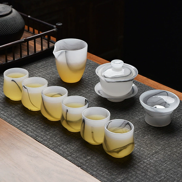 Ink and Wash Glazed Jade Porcelain Cup Set (Gourd Cup)