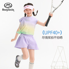 ハーフデグリーレジャーガールズスポーツスーツ夏服 2025 新しい子供のノースリーブ tシャツ夏の女の子日焼け止め 2 点セット