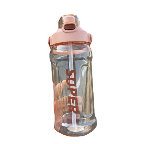 High-looking water cup with scale, large-capacity bouncing straw cup, running sports water bottle, men's and women's outdoor fitness water bottle