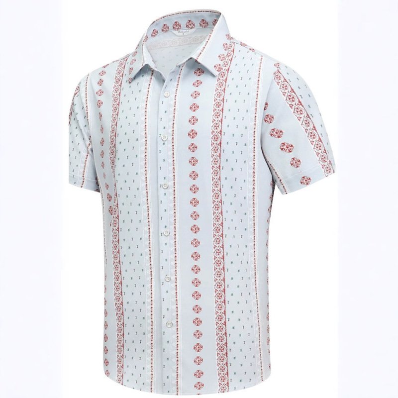 European and American 2023 Foreign Trade Hot-Selling Hawaiian Casual 3D Printed Men's Short-Sleeve Collared Shirt, One Piece Custom Direct Shipment