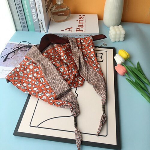 New triangle scarf double layer satin soft silky neck small silk scarf women's scarf Japanese shawl small floral wholesale