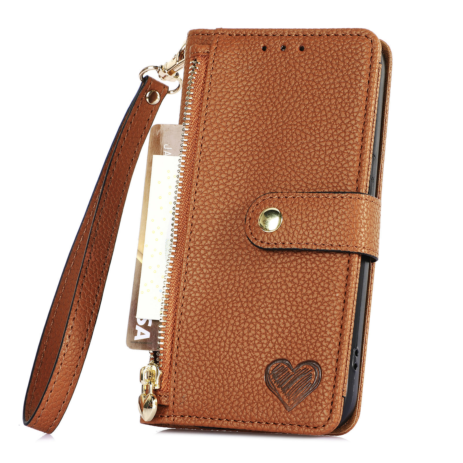 109g Weight iPhone Applicable Brands Phone Cases Classification tpu, Pu Leather Material Heart Shape, Solid Color Pattern Basic Style Heart Shape Solid Color Tpu Pu Leather Wallets 14