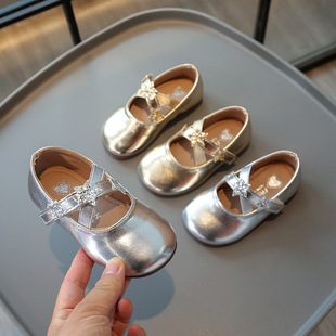 Girls Small Leather Shoes Children's Shoes 2024 Autumn New Style Little Girl Princess Shoes Non-slip Baby Shoes Children's Shoes