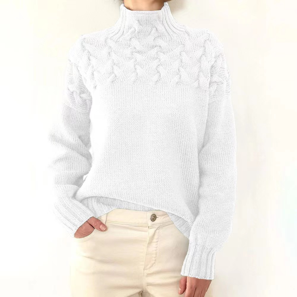 Pull tricoté à manches longues et col haut pour homme et femme, vêtement d'automne et d'hiver_voghion.com