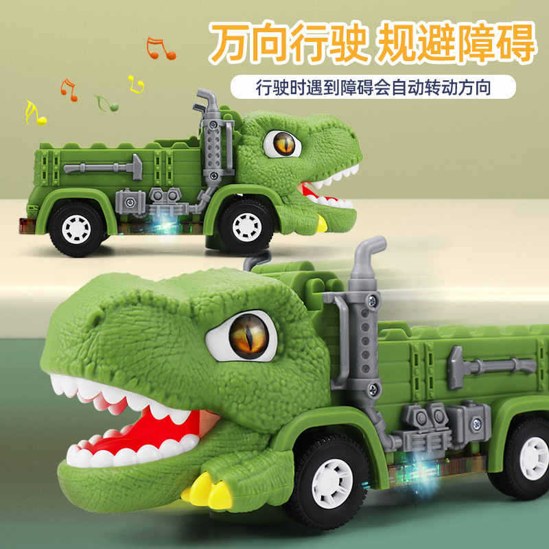 Transfronterizos vibración eléctrica universal sonido y luz música dinosaurio carro rueda gigante carro ferroviario subir escaleras juguetes infantiles puzzle