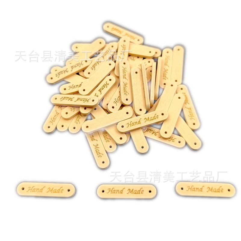 35*8mm beige/marrón decorativo signo placa de madera botón hecho a mano madera signo 50 unidades un paquete
