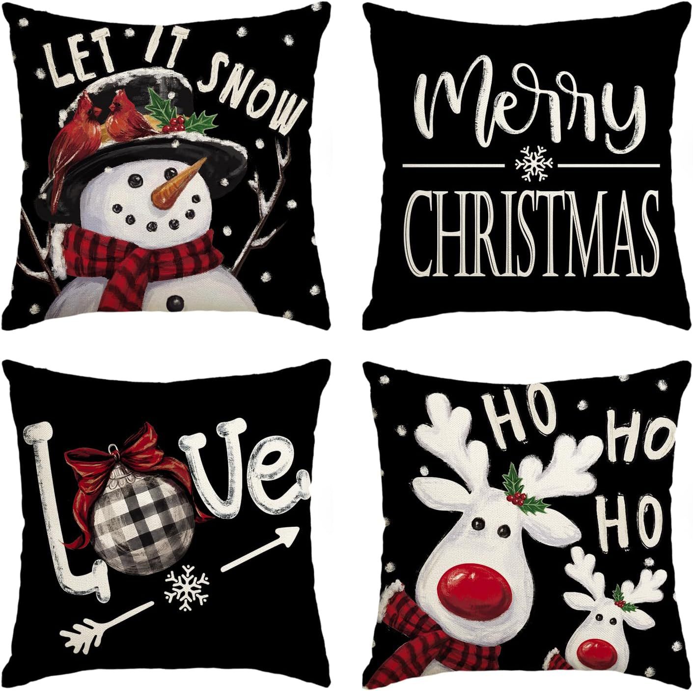 Transfronterizo Amazon temu Hot Sale Navidad invierno copo de nieve impresión lino almohada funda almohada sofá cojín