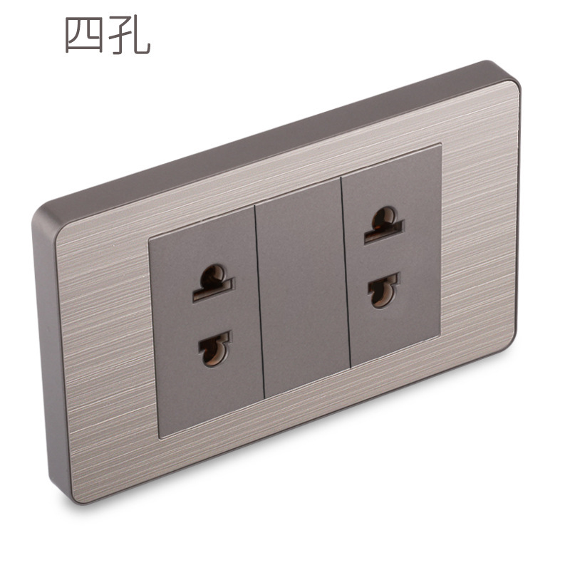 15A panel de metal de acero inoxidable gris dibujado tres agujeros Taiwan fabricado en Estados Unidos enchufe de pared conmutador suministro directo