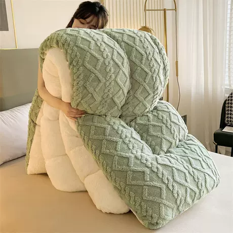Chăn nhung taffeta dày giữ ấm, phối nhung lông cừu/nhung sữa, ruột chăn cho học sinh ký túc xá