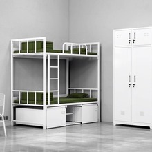 14制式床加厚钢制上下铺单人双层铁床内务柜钢架床消防员营具床