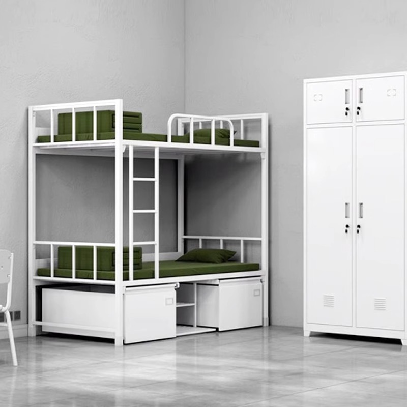 14制式床加厚钢制上下铺单人双层铁床内务柜钢架床消防员营具床