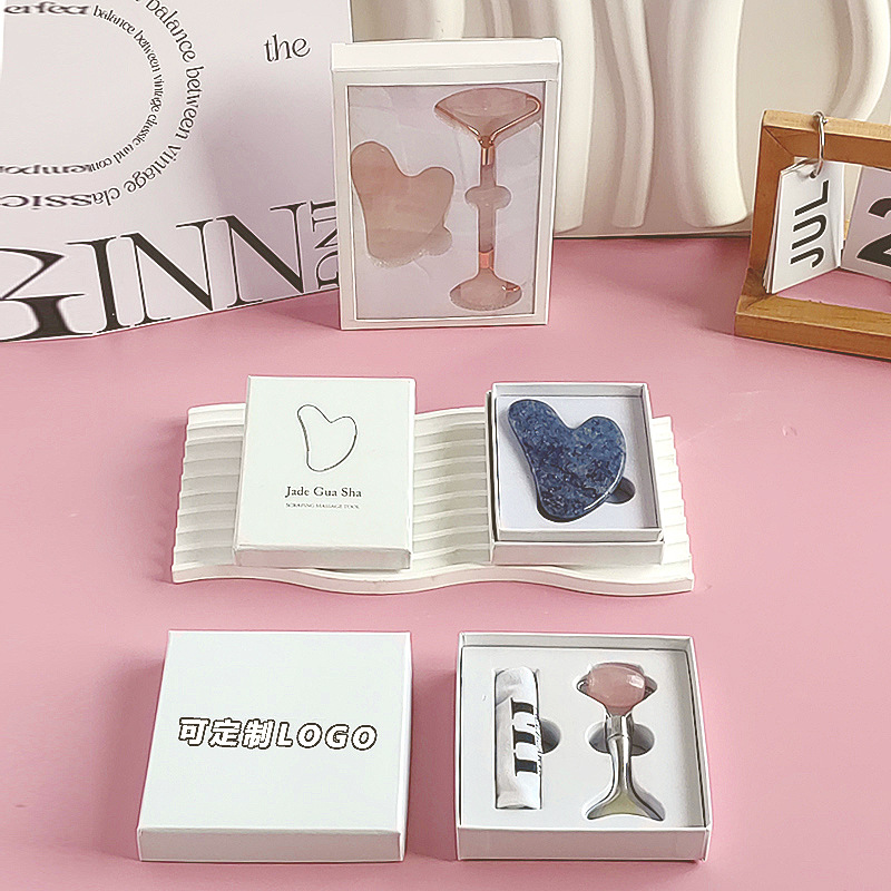 玉石刮痧卡盒金属鱼尾滚轮按摩器包装盒人鱼头刮痧美容棒盒子