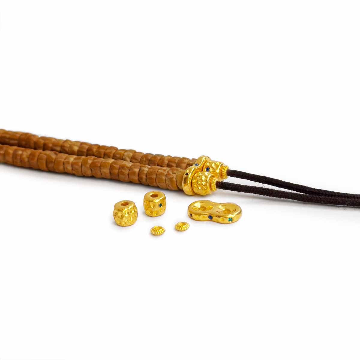 Ancient method gold color eight-character ring hammer pattern instead of good luck text play handmade Joker DIY bracelet beads accessories