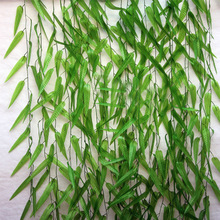 竹叶片橱窗植物道具竹叶藤条假柳树装饰手工建筑室内加厚工程