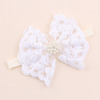 Children's headband from pearl, elastic hair accessory with bow, European style