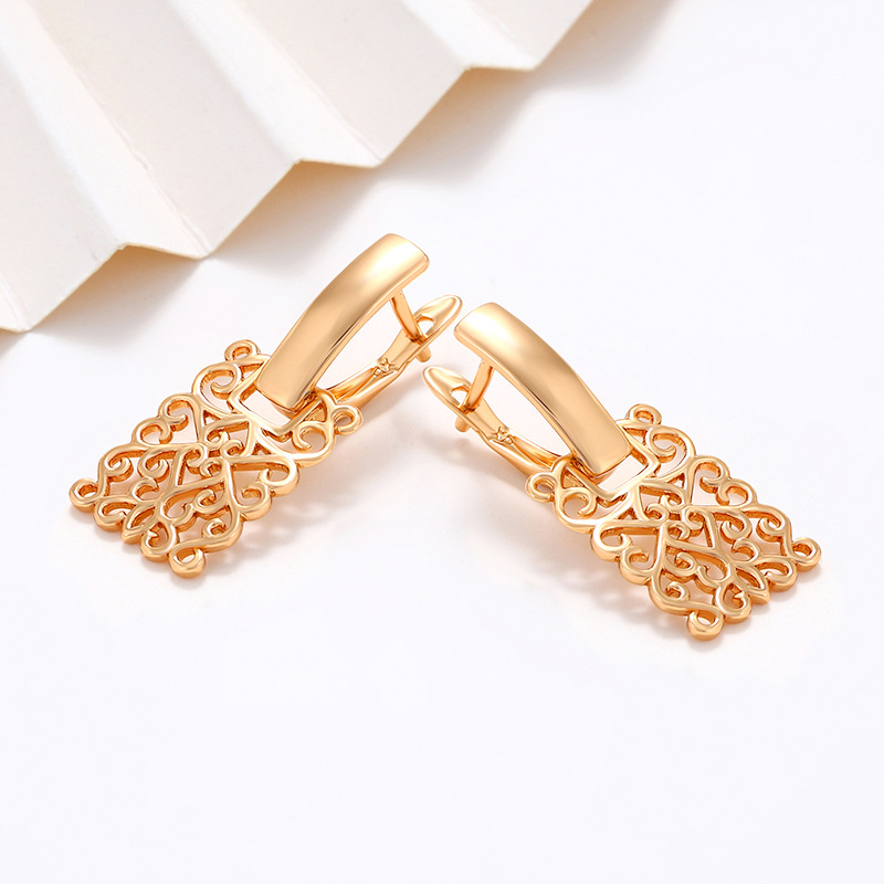 Xuping Jewelry Amazon Joyas transfronterizas Pendientes cuadrados cuadrados geométricos dorados de 18 quilates Pendientes de alta calidad mujeres
