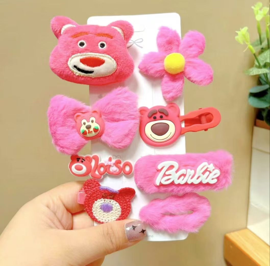 Niños fresa oso pinzas de cabello otoño invierno peluche lindos pinzas de cabello para niñas pinzas de cabello para niñas